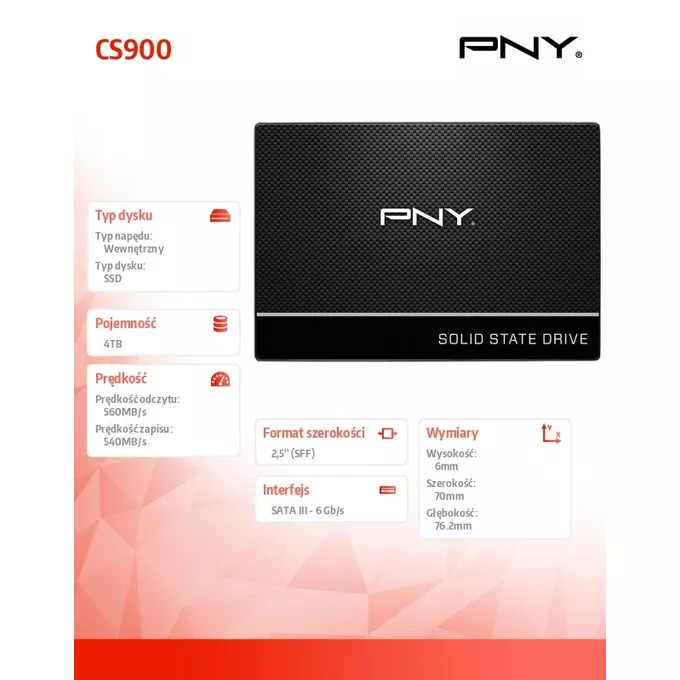 PNY Dysk SSD 4TB 2,5 SATA3 SSD7CS900-4TB-RB