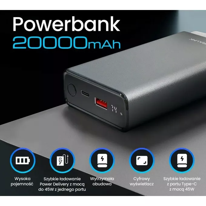 Extralink Powerbank EPB-126 srebrny EX.19539