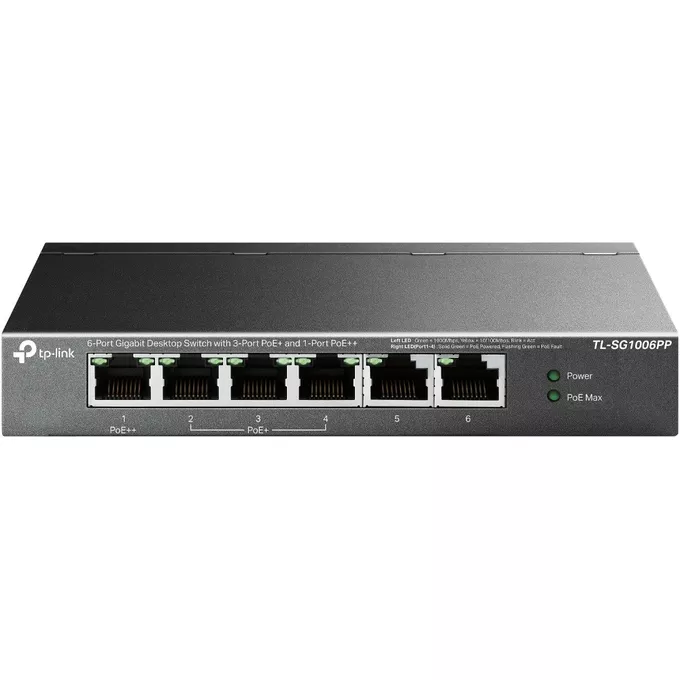 TP-LINK Przełącznik SG1006PP 6GE (3PoE+ 1PoE++)