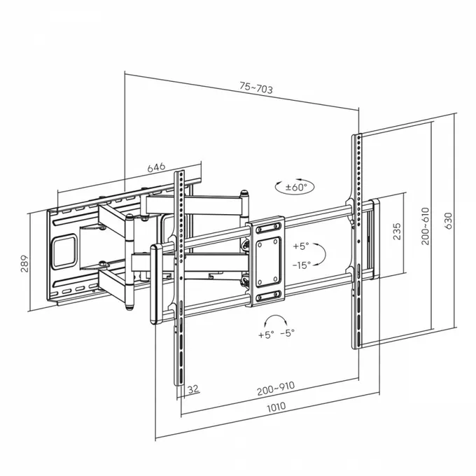 Maclean Uchwyt do TV ekonomiczny obrotowy 60-120&quot; 120kg Czarny          Maclean MC-482