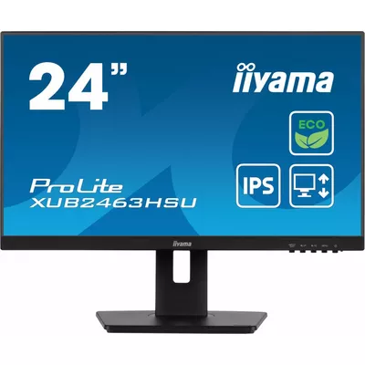 IIYAMA Monitor 23.8 cala ProLite XUB2463HSU-B1 IPS,100HZ,ECO,3ms,SLIM,HDMI,DP,2x USB3.22x2W,HAS(150mm),TCO,EPEAT