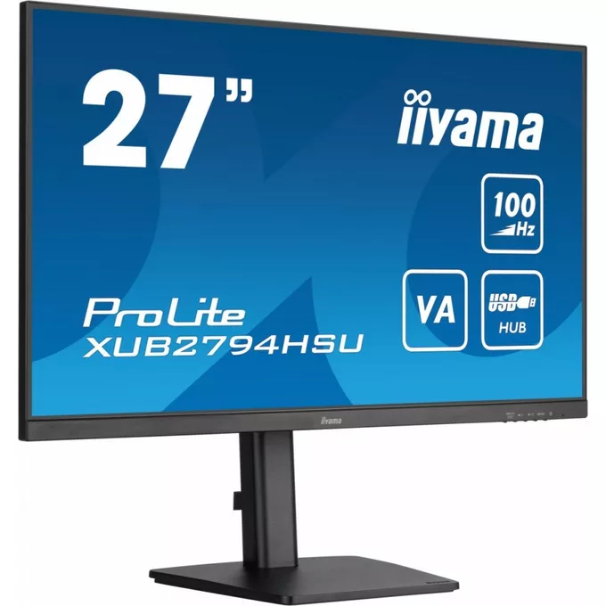 IIYAMA Monitor 27 cali ProLite XUB2794HSU-B6 VA,FHD,100HZ,4000:1,1MS,HDMI,DP,2xUSB,  FreeSync,2x2W,HAS(150mm),PIVOT