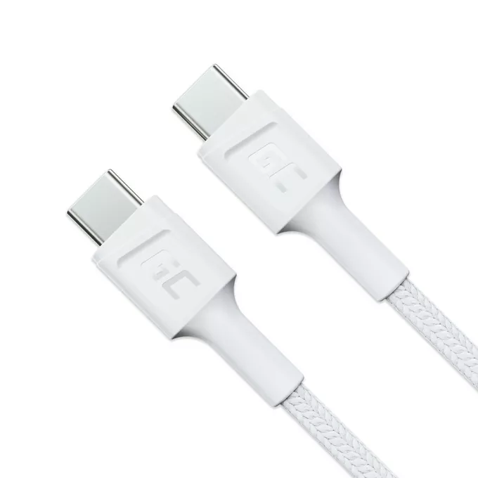 Green Cell Kabel GC PowerStream USB-C do USB-C 30 cm, PD 60W, QC 3.0, biały