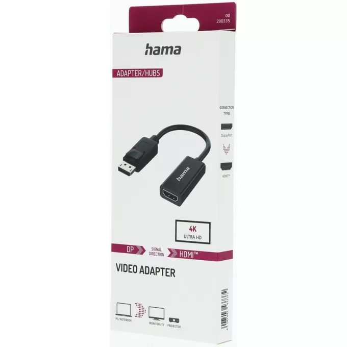 Hama Adapter DisplayPort wtyk - gniazdo HDMI 4K