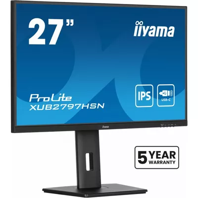 IIYAMA Monitor 27 cali XUB2797HSN-B1 IPS,FHD,USB-C Dock,HAS /5y/