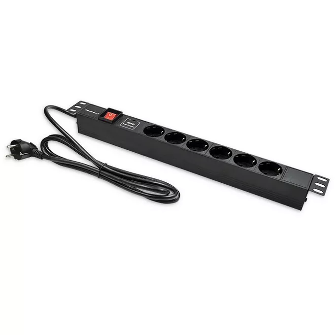 Qoltec Listwa zasilająca PDU do RACK 19&quot; | 1U | 16A | 6xSchuko | 1.8m