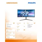 Philips Monitor 34 cale zakrzywiony Evnia 34M2C6500 QD OLED