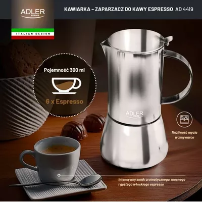 Adler Kawiarka-zaparzacz do espresso 350ml   AD 4419