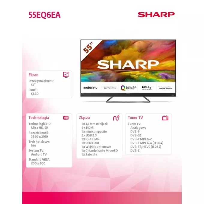 Sharp Telewizor QLED 55 cali 55EQ6EA UHD Android