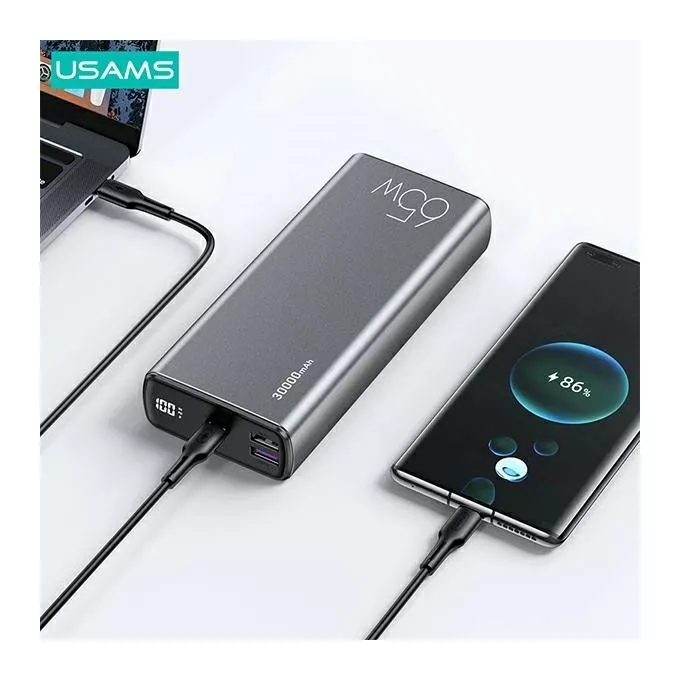 USAMS Powerbank 30000mAh 65W PB59 2xUSB+USB-C Fast Charge + kabel USB-CUSB-C