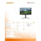 LG Electronics Monitor 27 cali 27GS85Q-B QHD UltraGear IPS 180 Hz (O/C 200Hz), 1ms, 400cd, HDMI, DP, USB, Pivot, HAS