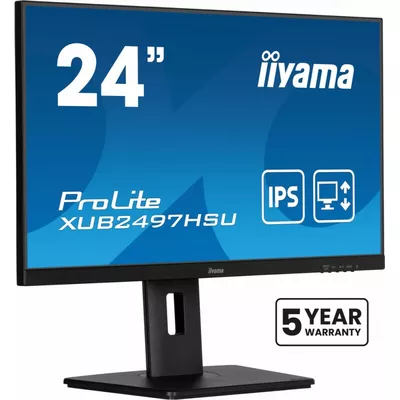 IIYAMA Monitor 24 cale XUB2497HSU-B2 IPS, HDMI, DP, 2x2W, 2xUSB, Pivot, HAS(150mm) /5y/