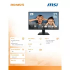 MSI Monitor PRO MP275 27 cali /LED/FHD/Flat/100Hz/Black