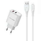 AWEI Ładowarka sieciowa GaN PD81L 22,5W USB+USB-C + Kabel USB/Lightning