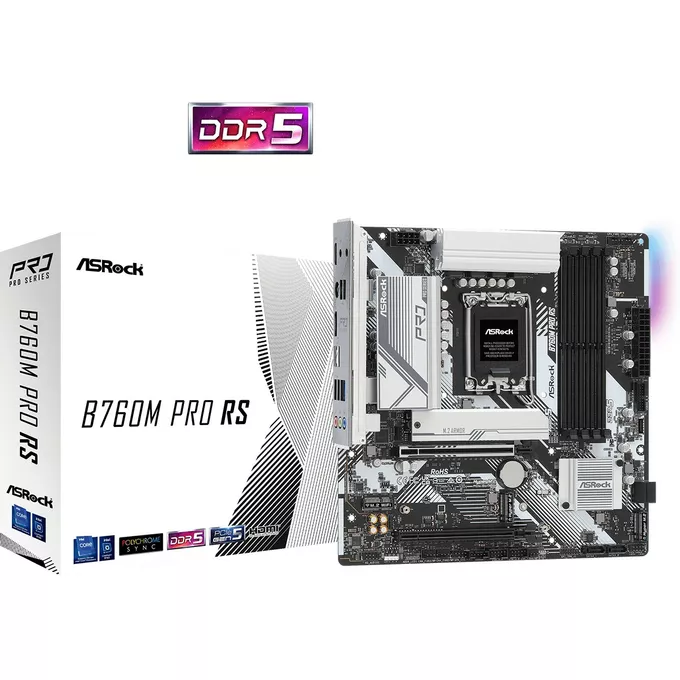 ASRock Płyta główna B760M Pro RS s1700 4DDR5 DP/HDMI mATX