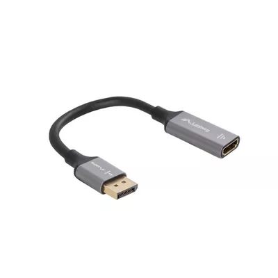 Lanberg Adapter Displayport(M)- HDMI(F)4K na kablu 20cm srebrny