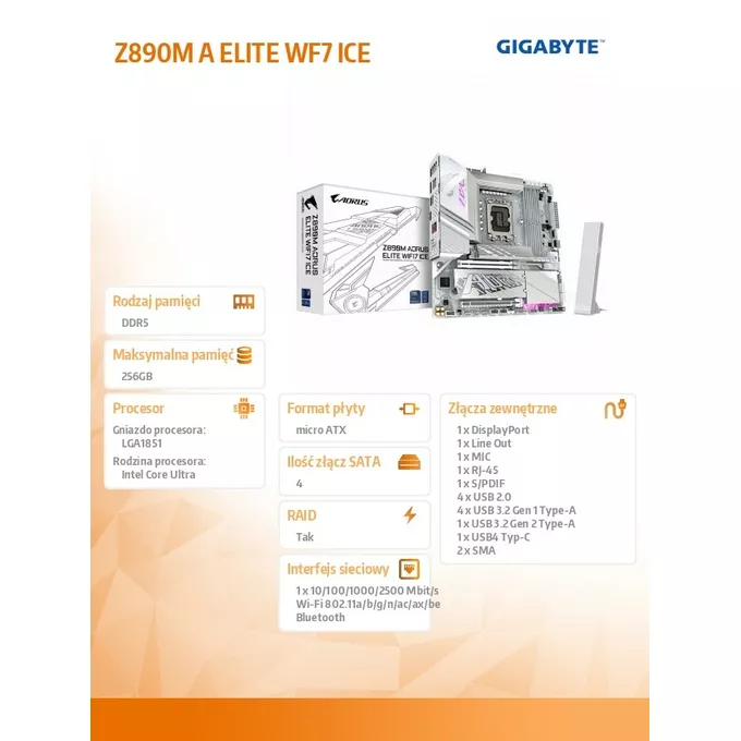 Gigabyte Płyta główna Z890M A ELITE WF7 ICE