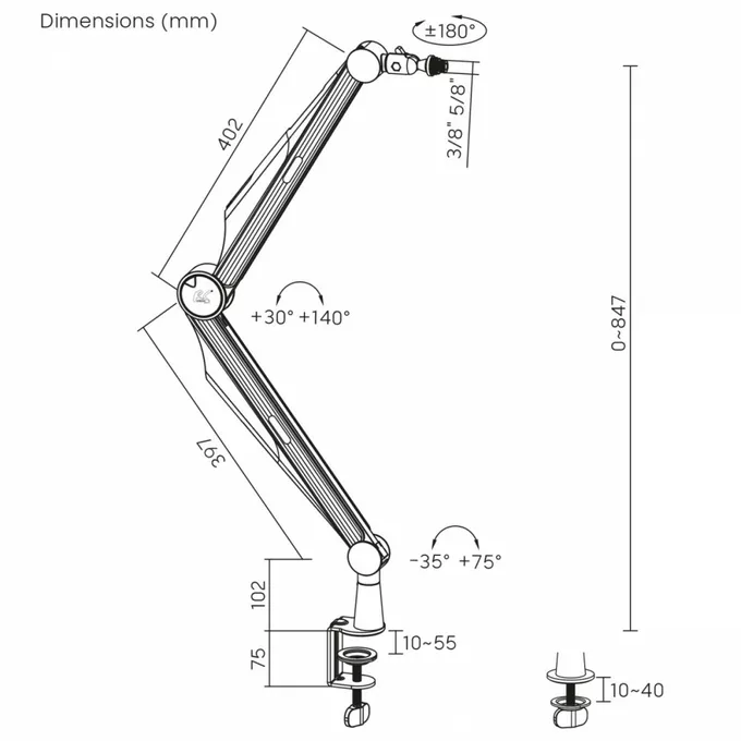 Maclean Uchwyt mikrofonu, 3/8' i 5/8' 1kg max, RS422