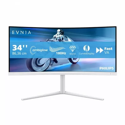 Philips Monitor 34 cale 34M2C5501A Curved VA 180Hz HDMIx2 DP HAS Ambiglow