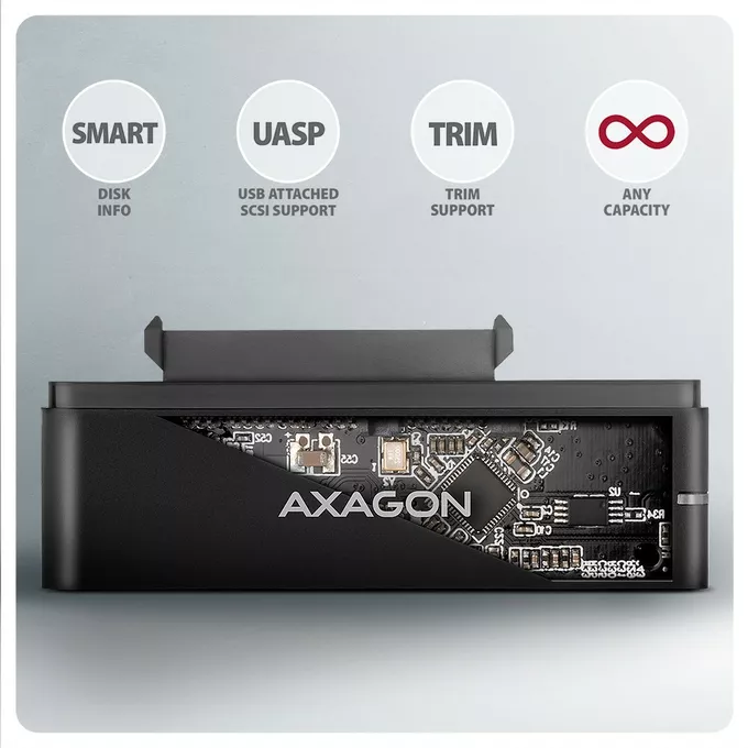 AXAGON ADSA-FPX Adapter USB-C 10Gbps SATA 6G 2.5&quot;/3.5&quot; SSD/HDD FASTPORT X, w tym zasilacz, 60cm USB-C/USB-A kabel