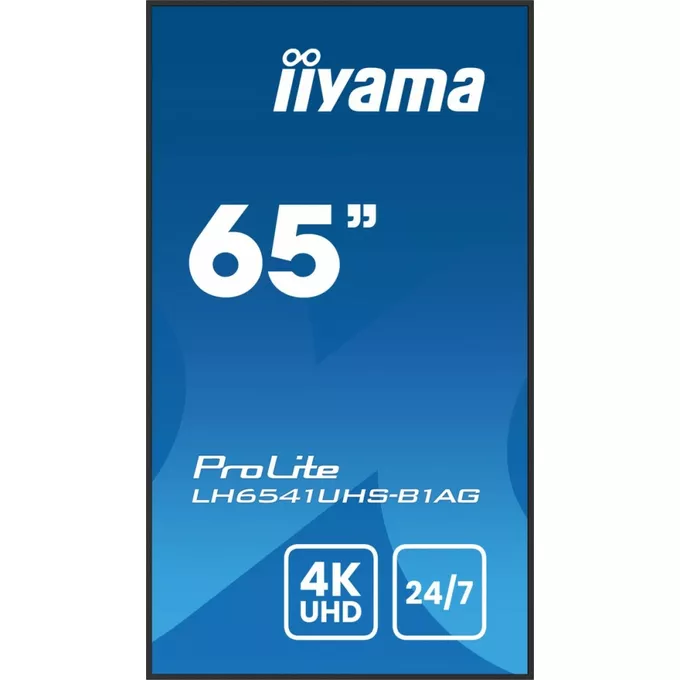 IIYAMA Monitor 65 cali LH6541UHS-B1AG VA,4K,24/7,LAN,USB,HDMI,500cd/m2,     Haze(25%),2x10W,Pion/Poziom