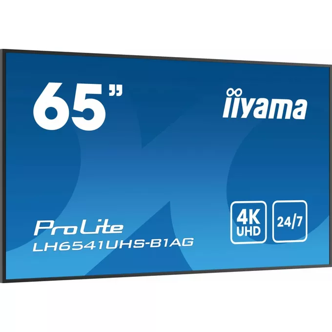 IIYAMA Monitor 65 cali LH6541UHS-B1AG VA,4K,24/7,LAN,USB,HDMI,500cd/m2,     Haze(25%),2x10W,Pion/Poziom