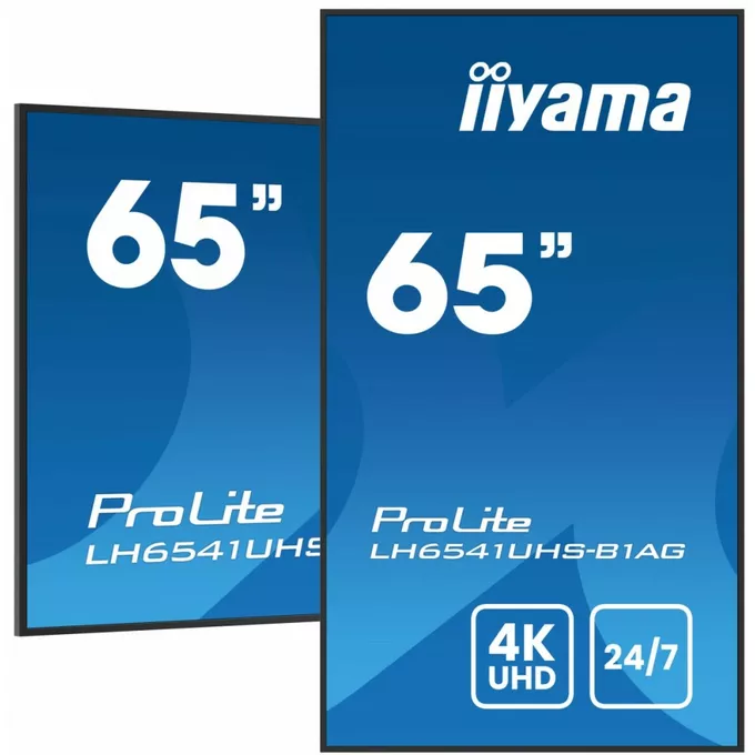 IIYAMA Monitor 65 cali LH6541UHS-B1AG VA,4K,24/7,LAN,USB,HDMI,500cd/m2,     Haze(25%),2x10W,Pion/Poziom