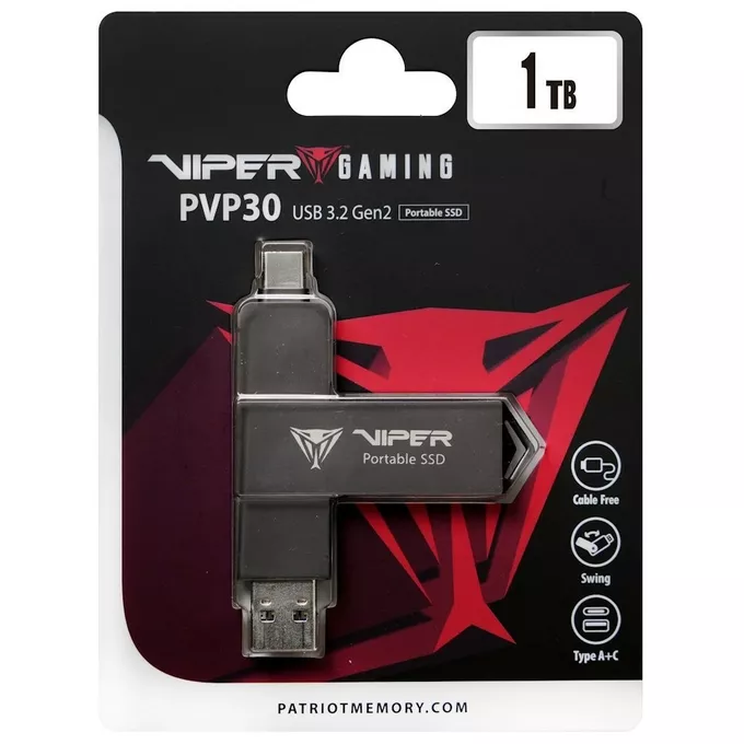 Patriot Dysk zewnętrzny SSD 1TB PVP30 Duo Compact 1000/1000 MB/s USB 3.2 USB-C