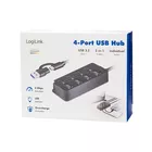 LogiLink HUB 4xUSB-A, Gen1, 4x ON/OFF, czarny