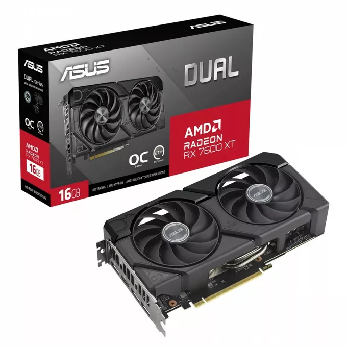 Asus Karta graficzna RX 7600XT DUAL OC 16GB GDDR6 128bit 3DP HDMI