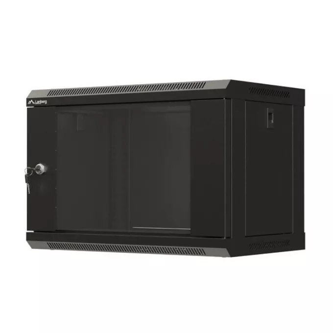 Lanberg Szafa instalacyjna rack wisząca 19&quot; 6U 540x350 czarna drzwi  przeszklone ( flat pack)