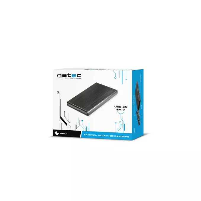 Natec Kieszeń zewnętrzna HDD sata RHINO 2,5 USB 2.0 Aluminium Black