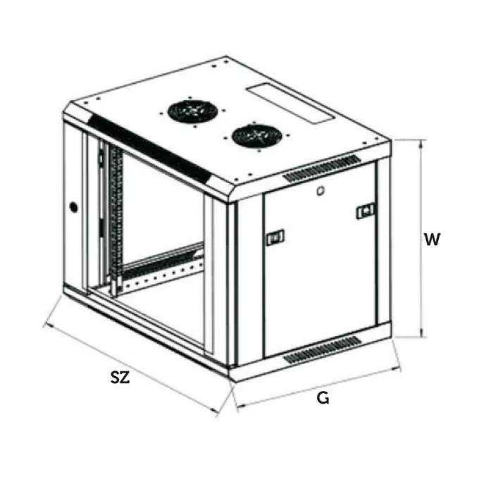 Extralink Szafka wisząca rack 6U 600x600 czarna szklane drzwi