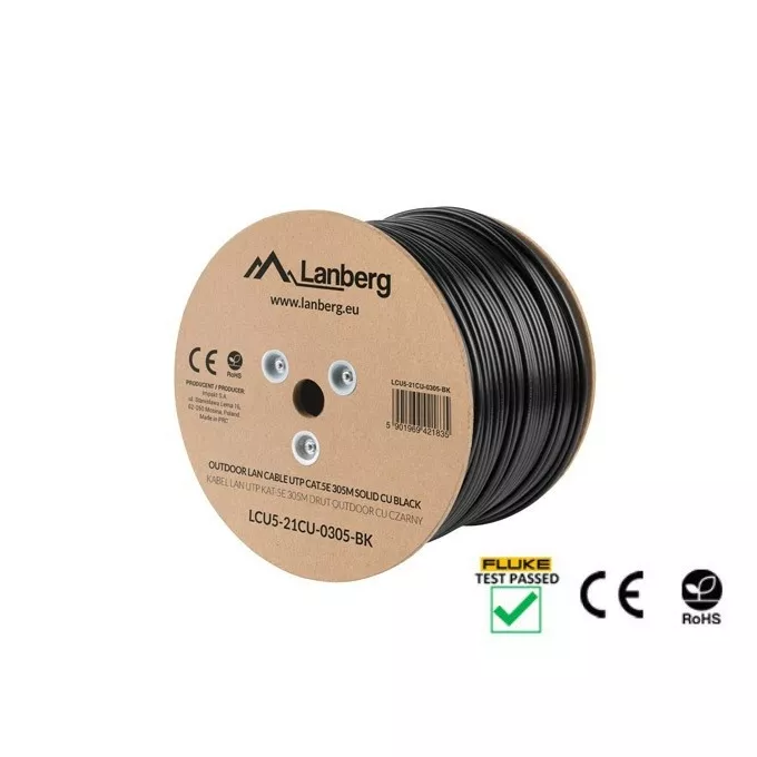 Lanberg Kabel UTP Kat.5E CU 305 m drut outdoor