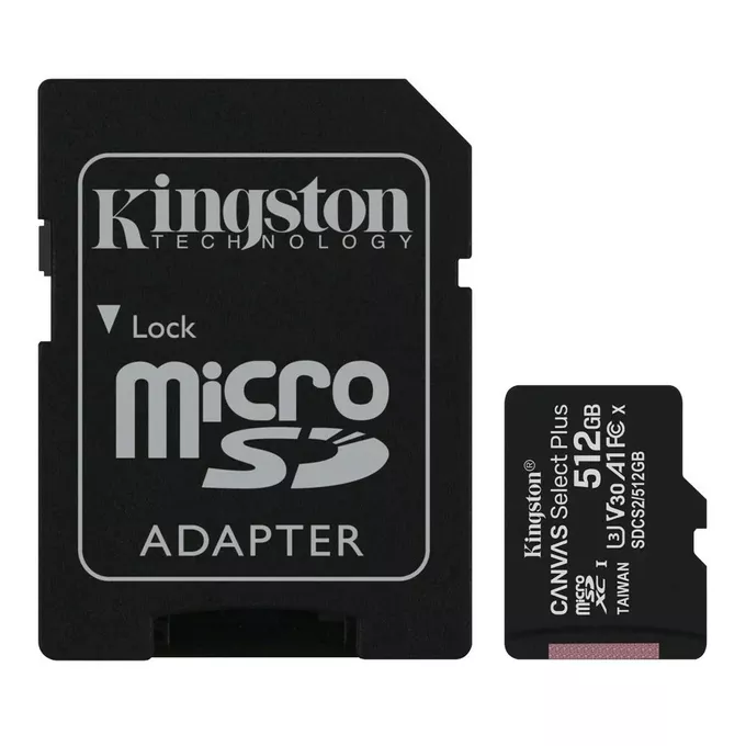 Kingston Karta pamięci microSD 512GB Canvas Select Plus 100/85MB/s