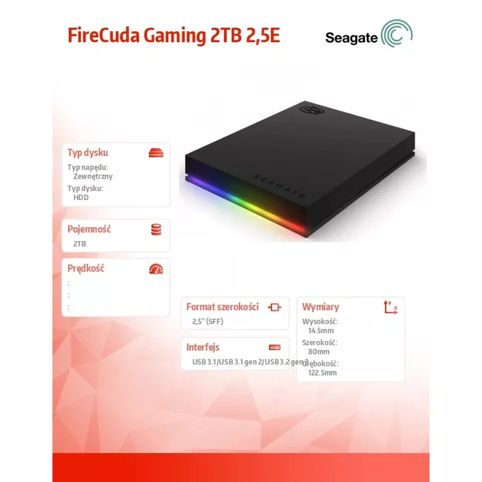 Seagate Dysk FireCuda Gaming 2TB 2,5E STKL2000400