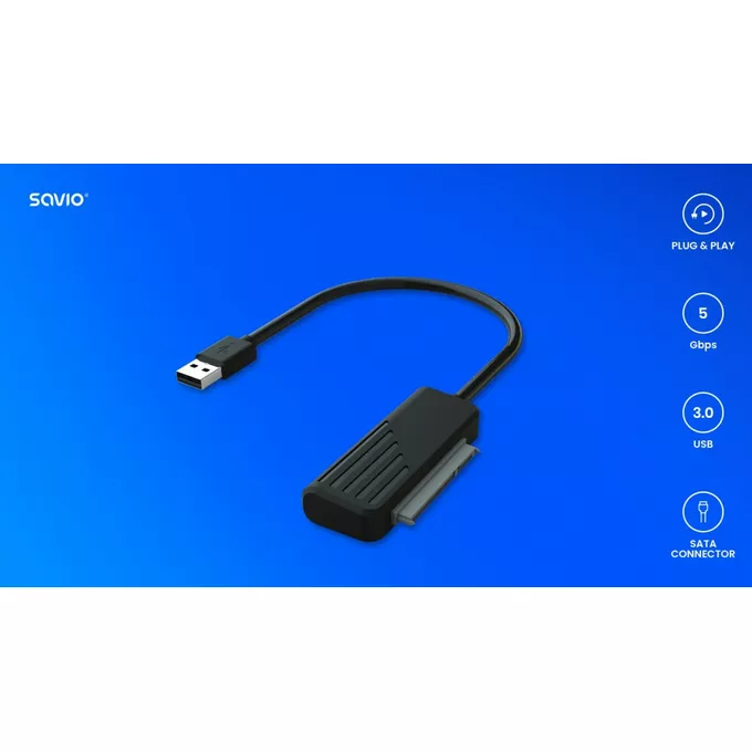 Savio Adapter SATA żeński - USB 3.0 męski do dysków 2,5, AK-38