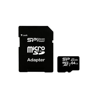 Silicon Power Karta pamięci microSDXC Elite 64GB CLASS 10 40/15 MB/s + adapter