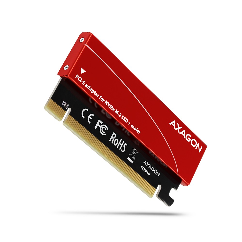 AXAGON PCEM2-S Adapter wewnętrzny PCIe x16, 1x M.2 NVMe M-key slot aluminiowa osłona