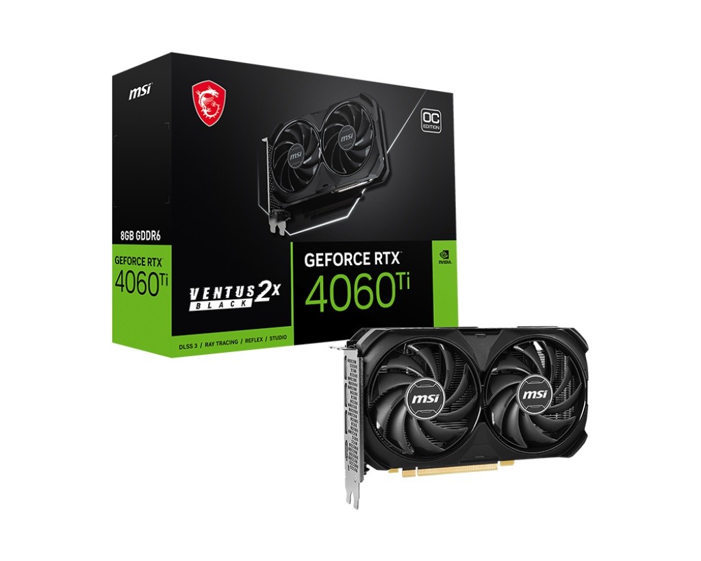 MSI Karta graficzna GeForce RTX 4060 Ti Ventus 2X Black OC 8GB GDDRX6 128bit DLSS 3