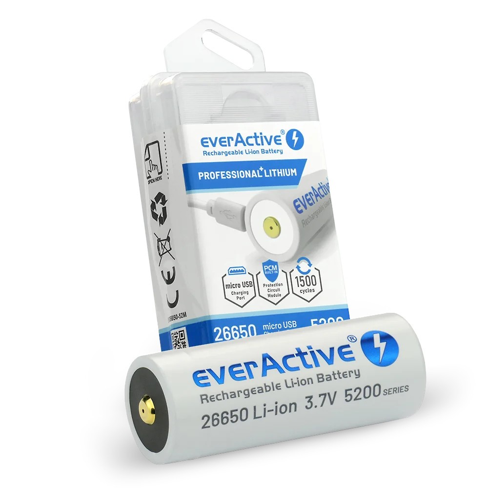 everActive Akumulator 26650 3,7V Li-ion 5200 mAh micro USB