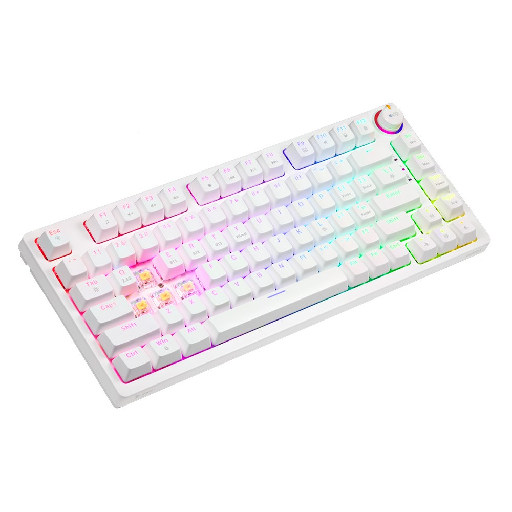 Savio Klawiatura mechaniczna bezprzewodowa PHENIX WHITE Gateron Yellow, ABS