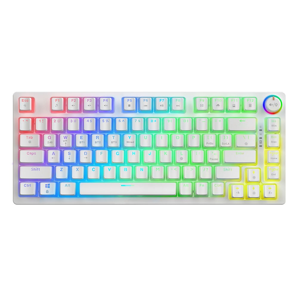 Savio Klawiatura mechaniczna bezprzewodowa PHENIX WHITE Gateron Red Pro, Pudding