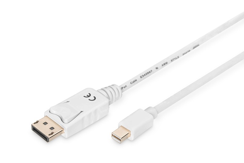 Digitus Kabel połączeniowy Displayport 4K 60Hz UHD Typ miniDP/DP M/M biały 2m