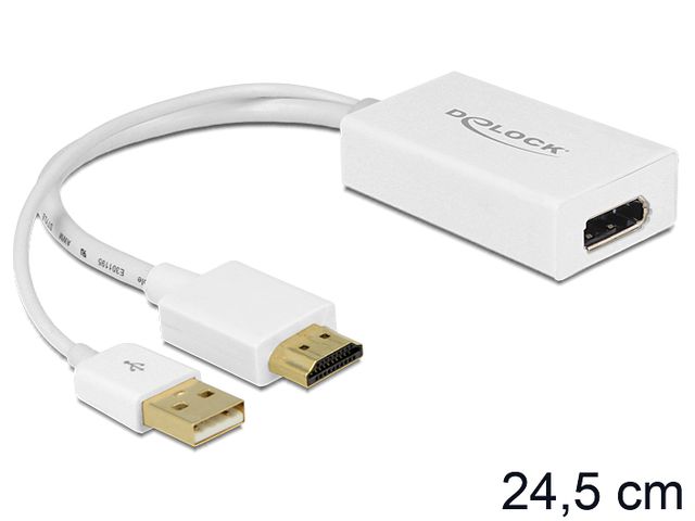 Delock Adapter HDMI(M)->Displayport(F)+USB(M) 24cm