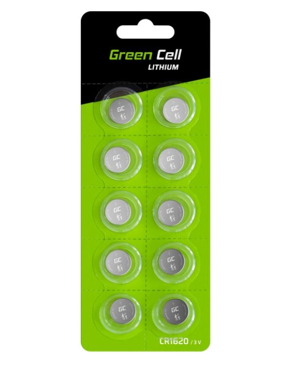 Green Cell Bateria Guzikowa Litowa 10x CR1620 3V 70mAh